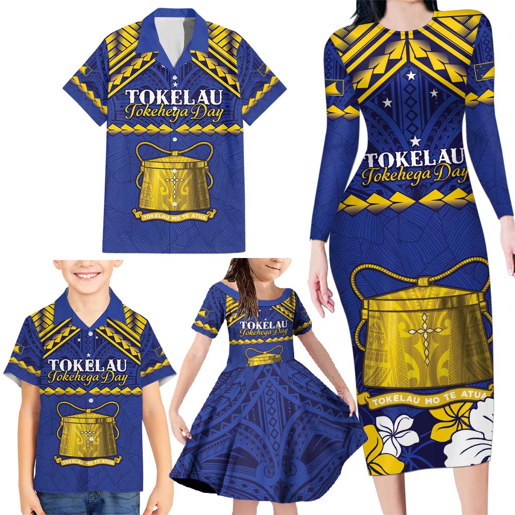 Personalised Tokelau Happy Tokehega Day Family Matching Long Sleeve Bodycon Dress and Hawaiian Shirt Polynesian Tribal Tattoo LT05 - Polynesian Pride