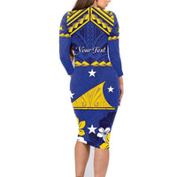 Personalised Tokelau Happy Tokehega Day Family Matching Long Sleeve Bodycon Dress and Hawaiian Shirt Polynesian Tribal Tattoo LT05 - Polynesian Pride