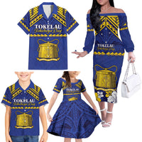Personalised Tokelau Happy Tokehega Day Family Matching Off The Shoulder Long Sleeve Dress and Hawaiian Shirt Polynesian Tribal Tattoo LT05 - Polynesian Pride