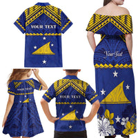 Personalised Tokelau Happy Tokehega Day Family Matching Off Shoulder Maxi Dress and Hawaiian Shirt Polynesian Tribal Tattoo LT05 - Polynesian Pride