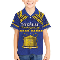 Personalised Tokelau Happy Tokehega Day Kid Hawaiian Shirt Polynesian Tribal Tattoo LT05 Kid Blue - Polynesian Pride