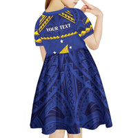 Personalised Tokelau Happy Tokehega Day Kid Short Sleeve Dress Polynesian Tribal Tattoo LT05 - Polynesian Pride