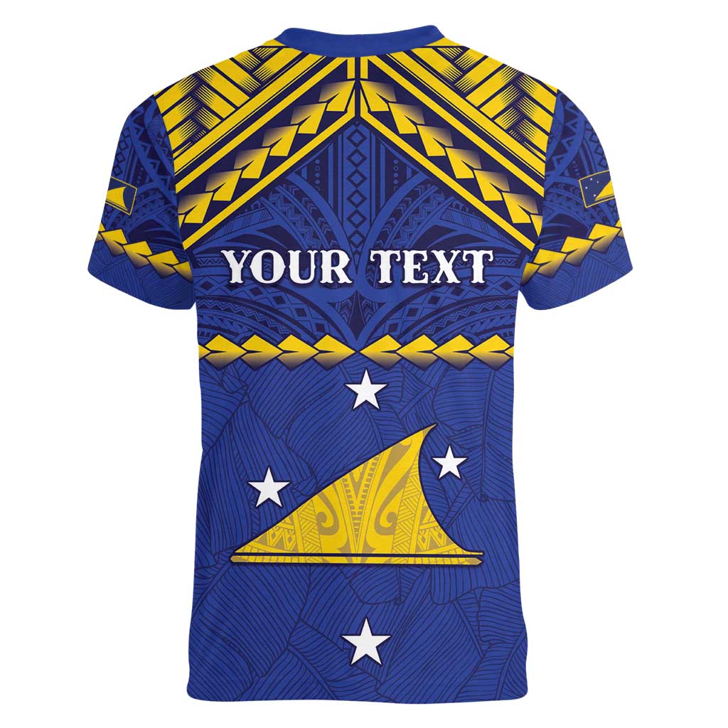 Personalised Tokelau Happy Tokehega Day Women V-Neck T-Shirt Polynesian Tribal Tattoo LT05 - Polynesian Pride