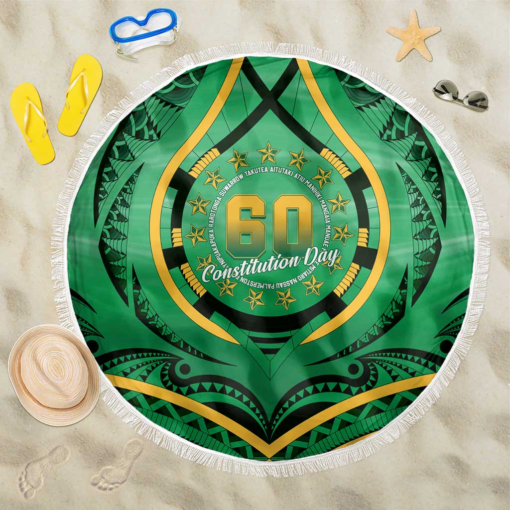 Cook Islands Constitution Day Beach Blanket 60th Anniversary LT05 One Size 150cm Green - Polynesian Pride