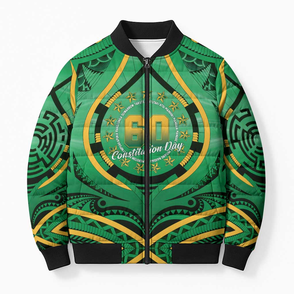 Cook Islands Constitution Day Bomber Puffer Jacket 60th Anniversary LT05 Unisex Green - Polynesian Pride