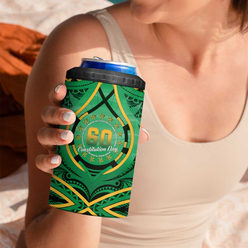 Cook Islands Constitution Day 4 in 1 Can Cooler Tumbler 60th Anniversary - Polynesian Pride