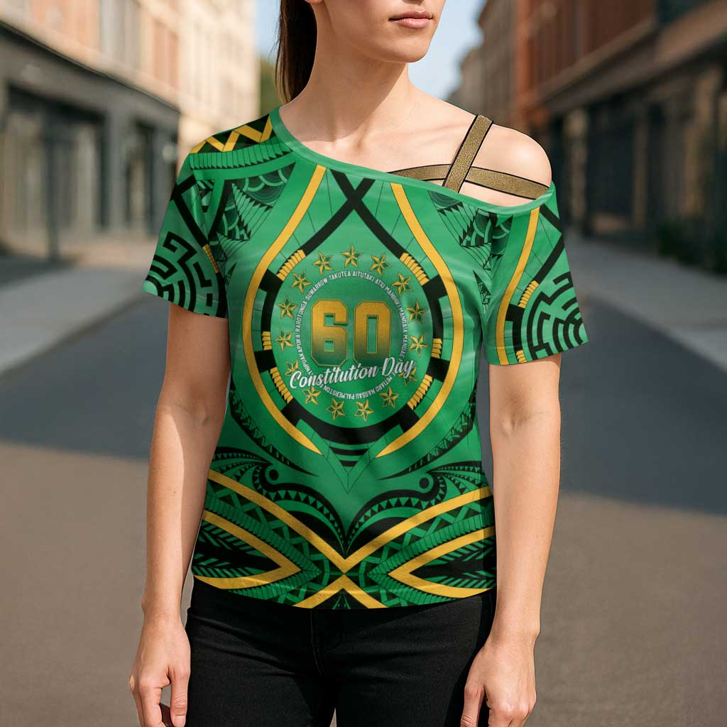 Cook Islands Constitution Day Cross Shoulder Shirt 60th Anniversary - Polynesian Pride