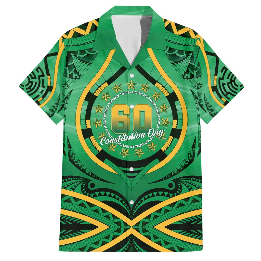 Cook Islands Constitution Day Family Matching Long Sleeve Bodycon Dress and Hawaiian Shirt 60th Anniversary LT05 Dad's Shirt - Short Sleeve Green - Polynesian Pride