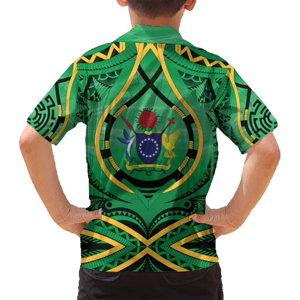 Cook Islands Constitution Day Family Matching Off Shoulder Short Dress and Hawaiian Shirt 60th Anniversary - Polynesian Pride