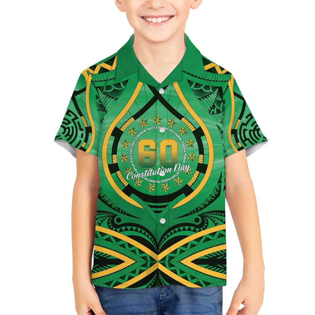 Cook Islands Constitution Day Family Matching Off Shoulder Short Dress and Hawaiian Shirt 60th Anniversary - Polynesian Pride