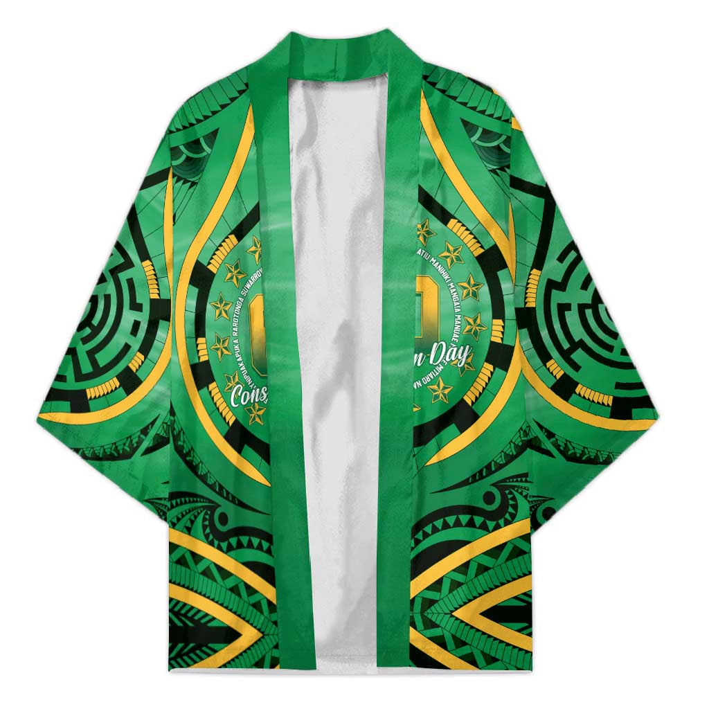 Cook Islands Constitution Day Kimono 60th Anniversary LT05 Unisex Green - Polynesian Pride