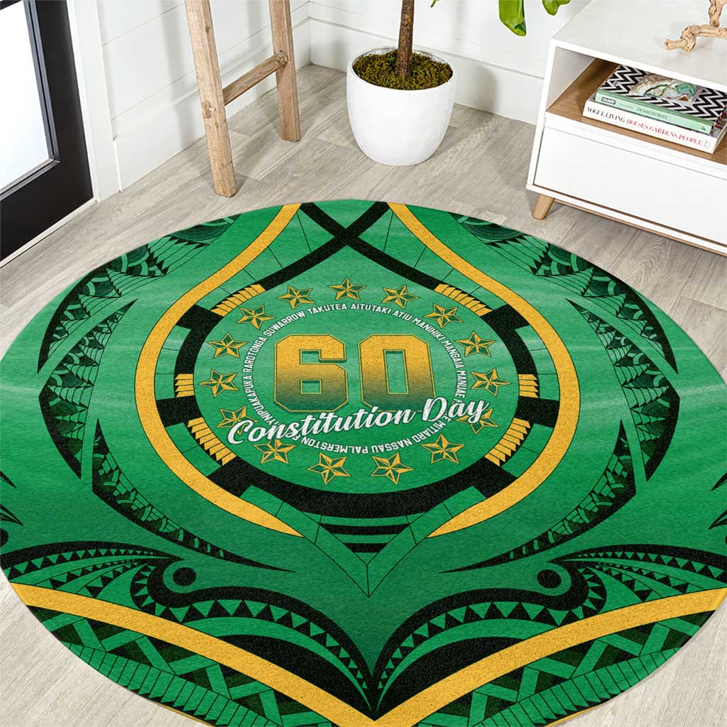 Cook Islands Constitution Day Round Carpet 60th Anniversary LT05 Green - Polynesian Pride
