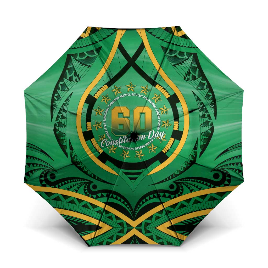 Cook Islands Constitution Day Umbrella 60th Anniversary LT05 One Size Folded 11.42 inch Opened Diameter 37.4 inch Green - Polynesian Pride
