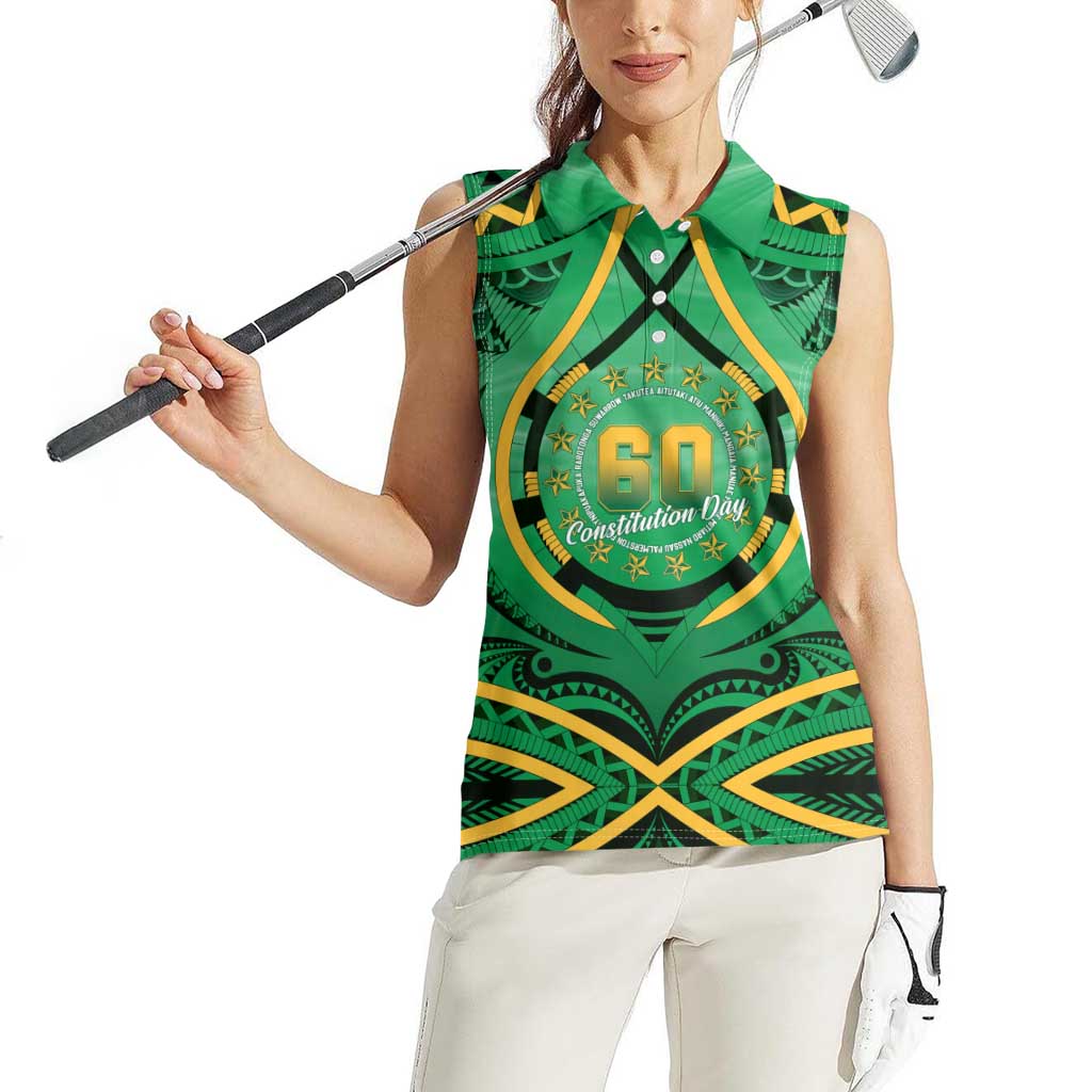 Cook Islands Constitution Day Women Sleeveless Polo Shirt 60th Anniversary - Polynesian Pride