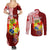 Personalized Tonga Niuas Couples Matching Summer Maxi Dress and Long Sleeve Button Shirts White Tailed Tropicbird With Ngatu Pattern LT05 - Polynesian Pride