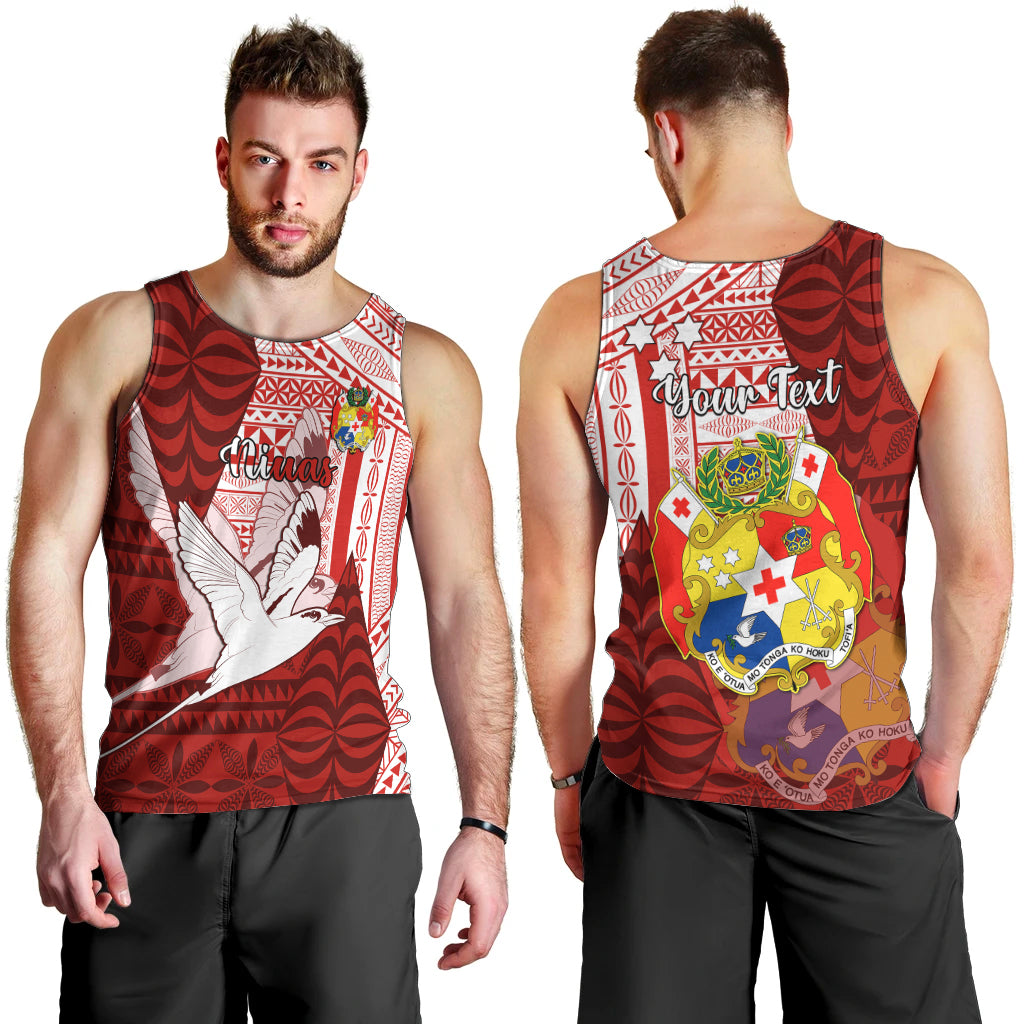 Personalized Tonga Niuas Men Tank Top White Tailed Tropicbird With Ngatu Pattern LT05 - Polynesian Pride