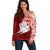 Personalized Tonga Niuas Off Shoulder Sweater White Tailed Tropicbird With Ngatu Pattern LT05 Women Red - Polynesian Pride