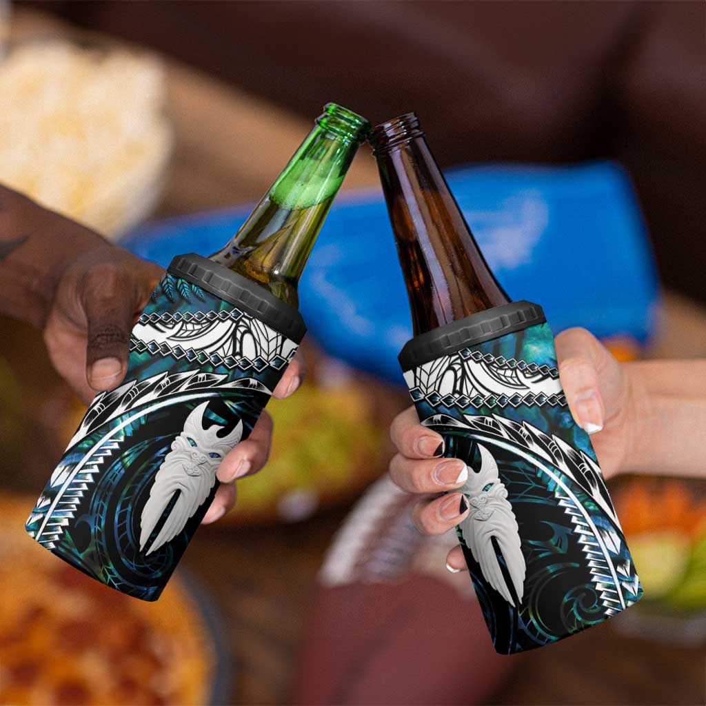 New Zealand Aotearoa 4 in 1 Can Cooler Tumbler Maori Hei Rehua Paua Shell Glitter Green LT05 - Polynesian Pride