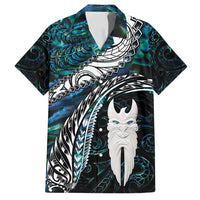 New Zealand Aotearoa Family Matching Off Shoulder Maxi Dress and Hawaiian Shirt Maori Hei Rehua Paua Shell Glitter Green LT05 Dad's Shirt - Short Sleeve Green - Polynesian Pride