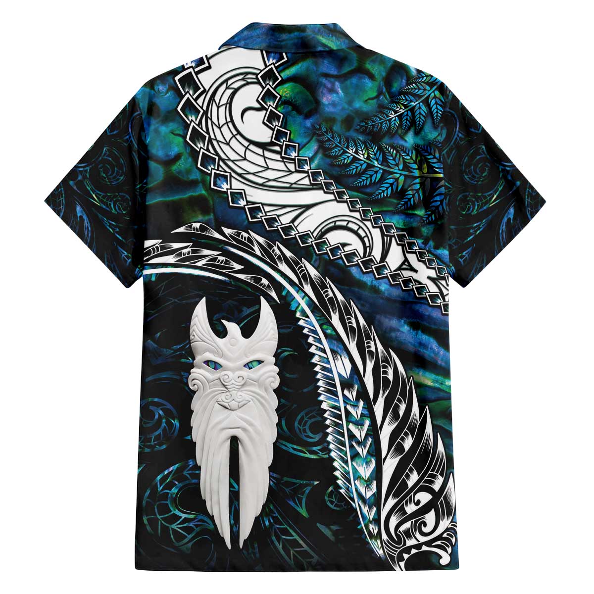 New Zealand Aotearoa Family Matching Off Shoulder Short Dress and Hawaiian Shirt Maori Hei Rehua Paua Shell Glitter Green LT05 - Polynesian Pride