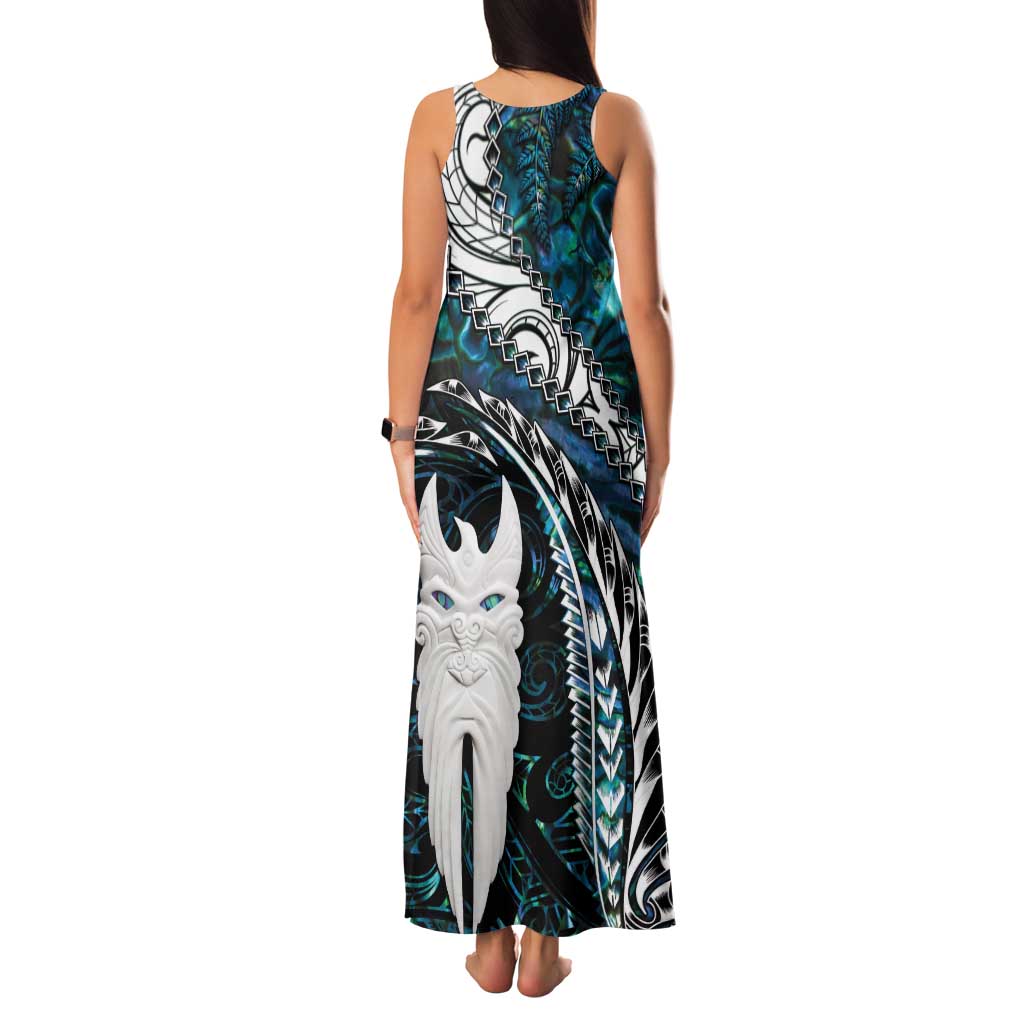 New Zealand Aotearoa Family Matching Tank Maxi Dress and Hawaiian Shirt Maori Hei Rehua Paua Shell Glitter Green LT05 - Polynesian Pride