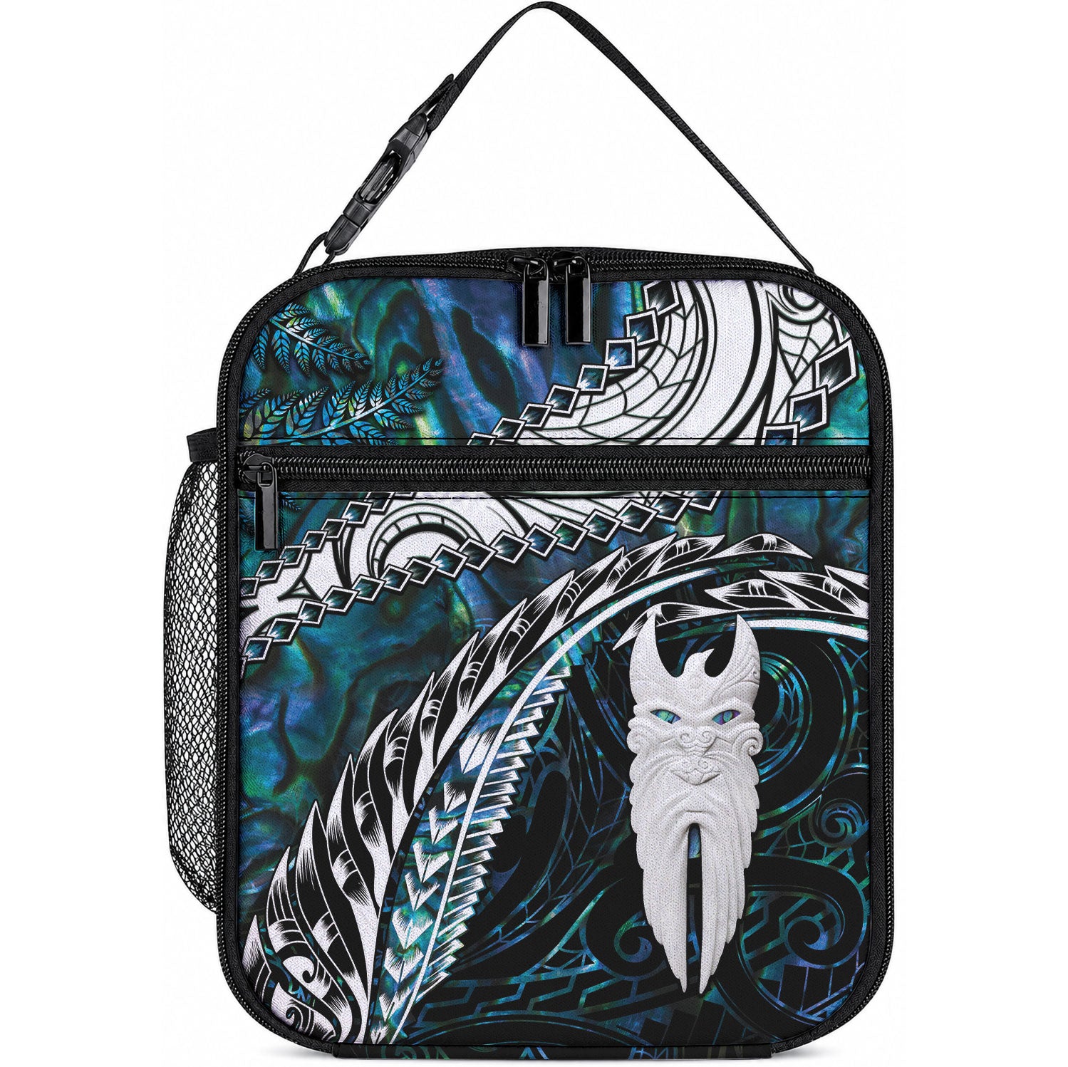 New Zealand Aotearoa Lunch Bag Maori Hei Rehua Paua Shell Glitter Green LT05 10.2 × 8.3 × 4.3 inch Green - Polynesian Pride