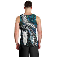 New Zealand Aotearoa Men Tank Top Maori Hei Rehua Paua Shell Glitter Green