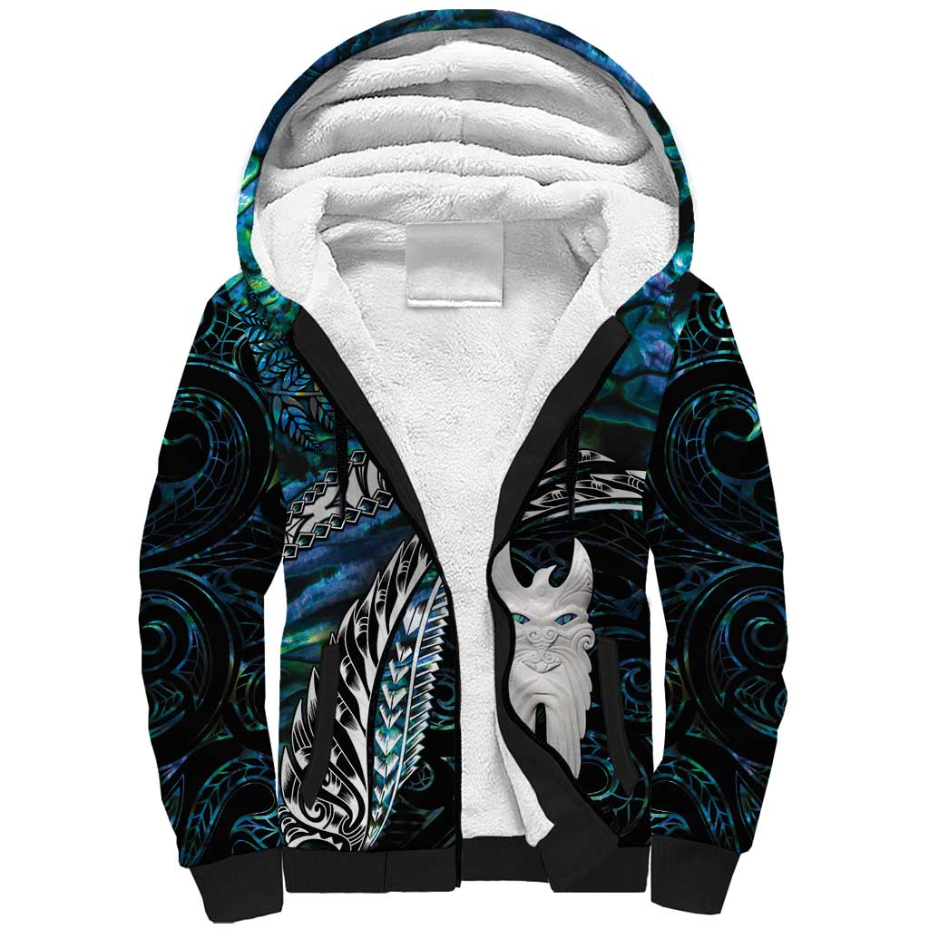 New Zealand Aotearoa Sherpa Hoodie Maori Hei Rehua Paua Shell Glitter Green LT05 Unisex Green - Polynesian Pride