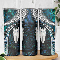 New Zealand Aotearoa Skinny Tumbler Maori Hei Rehua Paua Shell Glitter Green LT05 - Polynesian Pride
