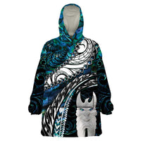 New Zealand Aotearoa Wearable Blanket Hoodie Maori Hei Rehua Paua Shell Glitter Green LT05 One Size Green - Polynesian Pride