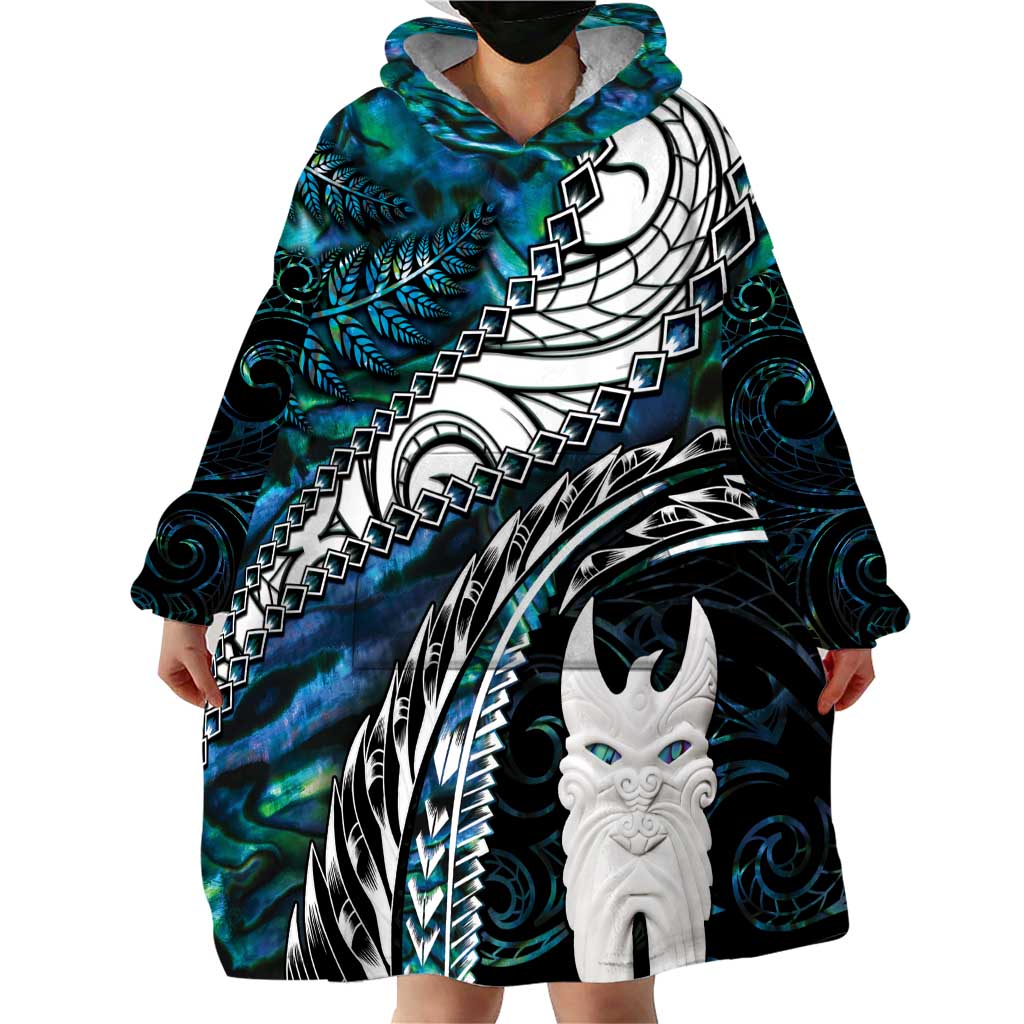 New Zealand Aotearoa Wearable Blanket Hoodie Maori Hei Rehua Paua Shell Glitter Green LT05 - Polynesian Pride