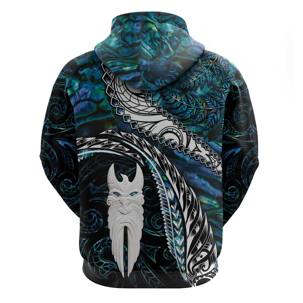 New Zealand Aotearoa Zip Hoodie Maori Hei Rehua Paua Shell Glitter Green