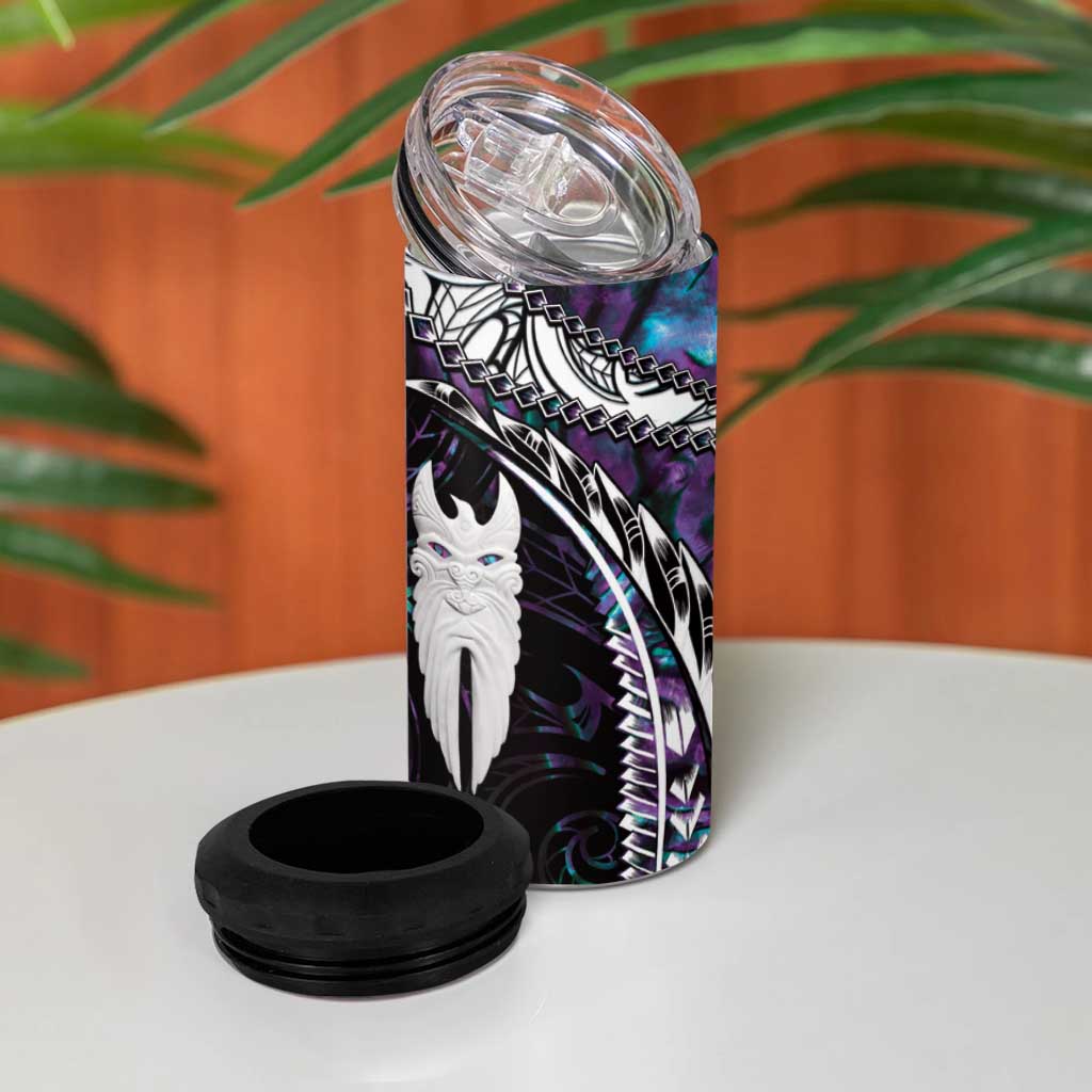New Zealand Aotearoa 4 in 1 Can Cooler Tumbler Maori Hei Rehua Paua Shell Glitter Purple LT05 - Polynesian Pride