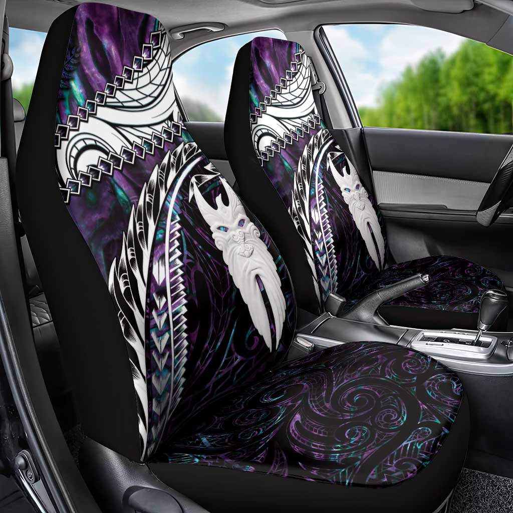 New Zealand Aotearoa Car Seat Cover Maori Hei Rehua Paua Shell Glitter Purple LT05 - Polynesian Pride