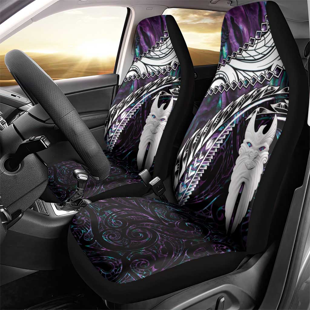 New Zealand Aotearoa Car Seat Cover Maori Hei Rehua Paua Shell Glitter Purple LT05 - Polynesian Pride