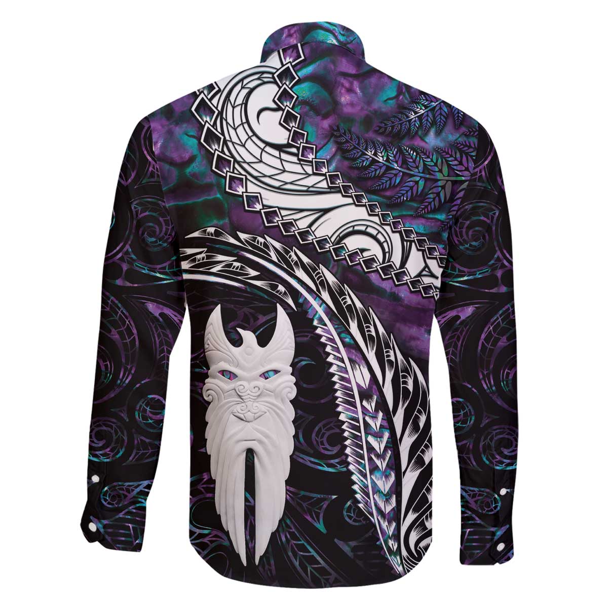 New Zealand Aotearoa Family Matching Off The Shoulder Long Sleeve Dress and Hawaiian Shirt Maori Hei Rehua Paua Shell Glitter Purple LT05 - Polynesian Pride