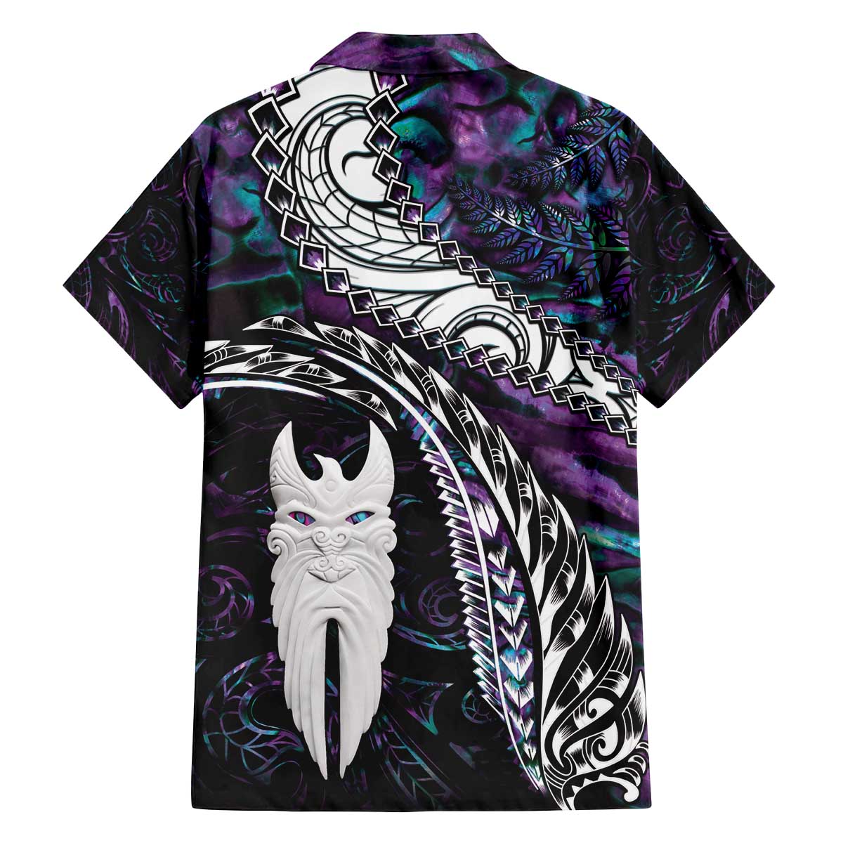 New Zealand Aotearoa Family Matching Off Shoulder Short Dress and Hawaiian Shirt Maori Hei Rehua Paua Shell Glitter Purple LT05 - Polynesian Pride