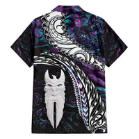New Zealand Aotearoa Family Matching Summer Maxi Dress and Hawaiian Shirt Maori Hei Rehua Paua Shell Glitter Purple LT05 - Polynesian Pride