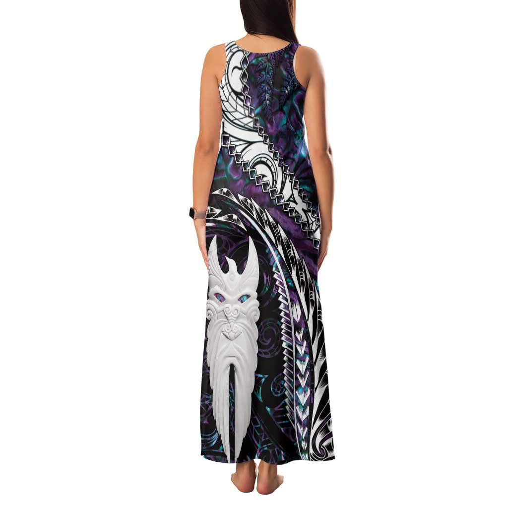 New Zealand Aotearoa Family Matching Tank Maxi Dress and Hawaiian Shirt Maori Hei Rehua Paua Shell Glitter Purple LT05 - Polynesian Pride