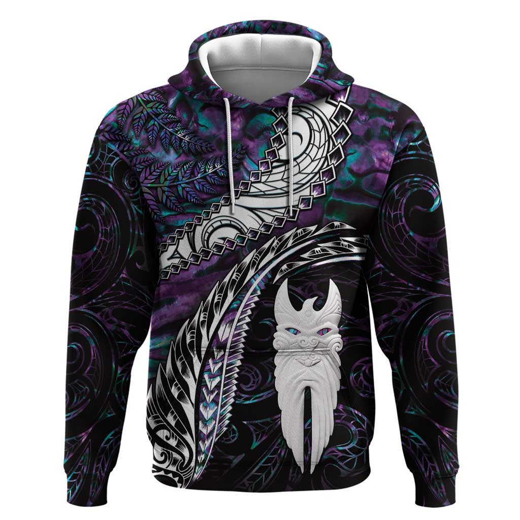 New Zealand Aotearoa Hoodie Maori Hei Rehua Paua Shell Glitter Purple LT05 Pullover Hoodie Purple - Polynesian Pride