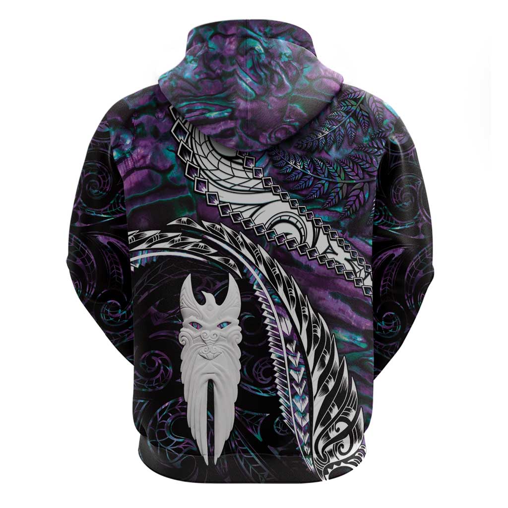 New Zealand Aotearoa Hoodie Maori Hei Rehua Paua Shell Glitter Purple LT05 - Polynesian Pride