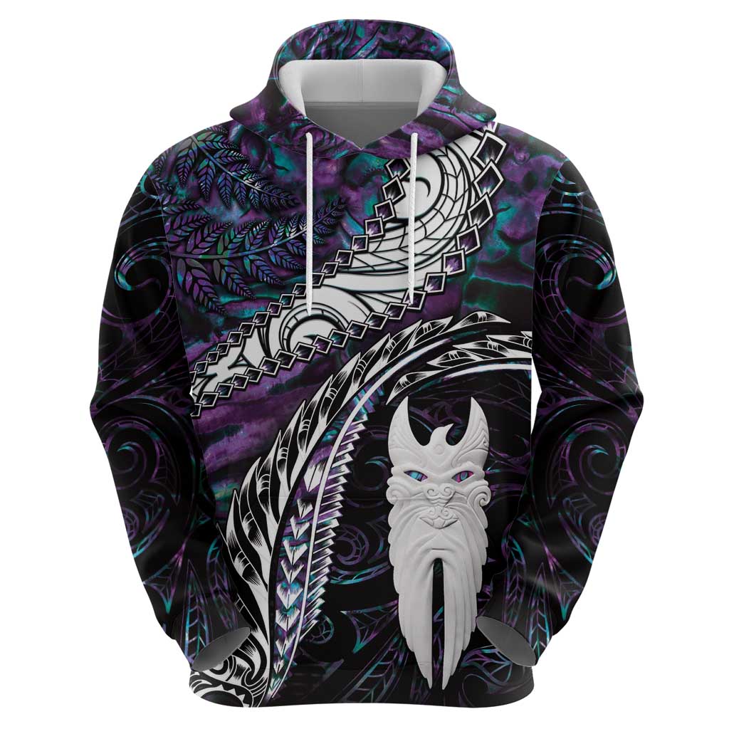 New Zealand Aotearoa Hoodie Maori Hei Rehua Paua Shell Glitter Purple LT05 - Polynesian Pride