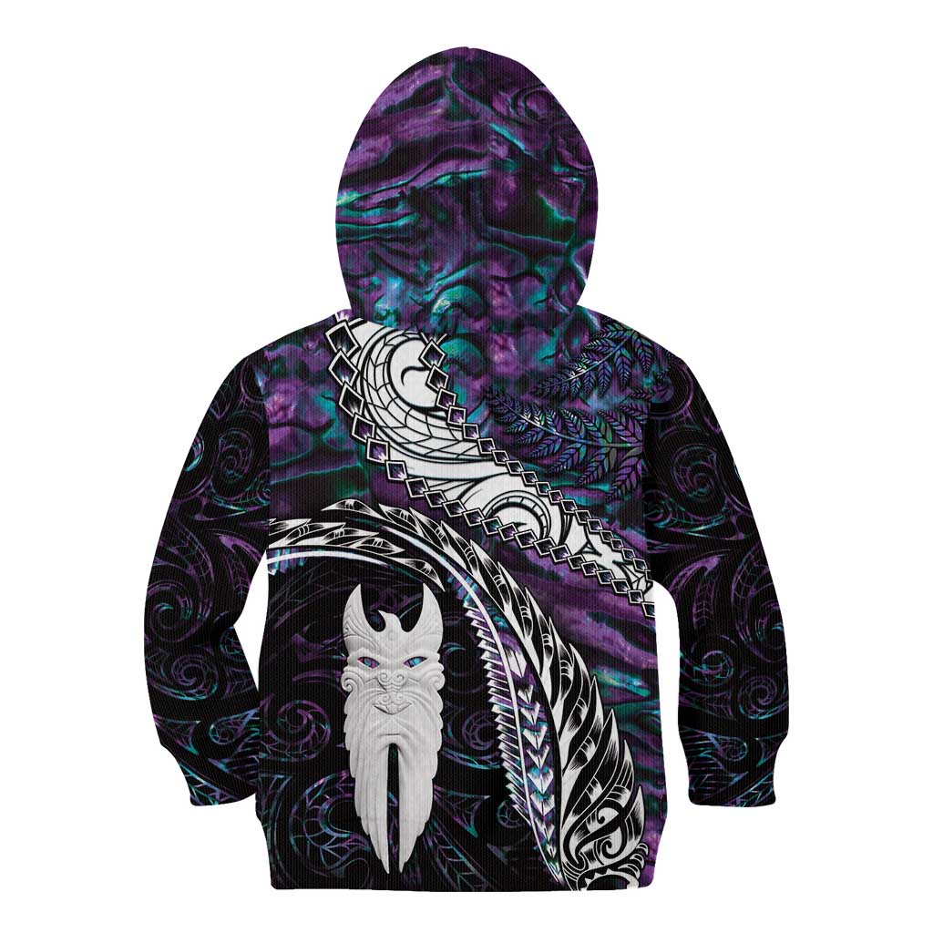 New Zealand Aotearoa Kid Hoodie Maori Hei Rehua Paua Shell Glitter Purple LT05 - Polynesian Pride