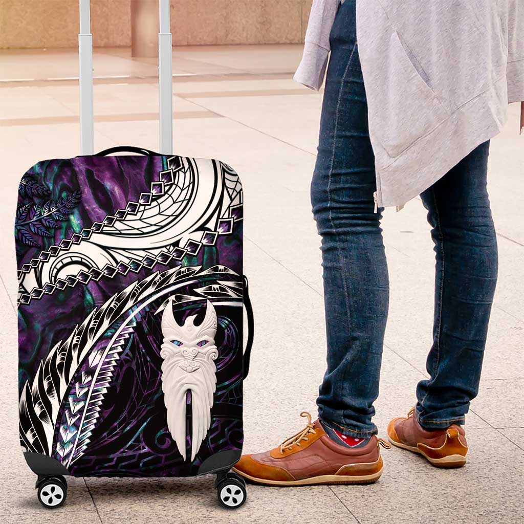 New Zealand Aotearoa Luggage Cover Maori Hei Rehua Paua Shell Glitter Purple LT05 Purple - Polynesian Pride