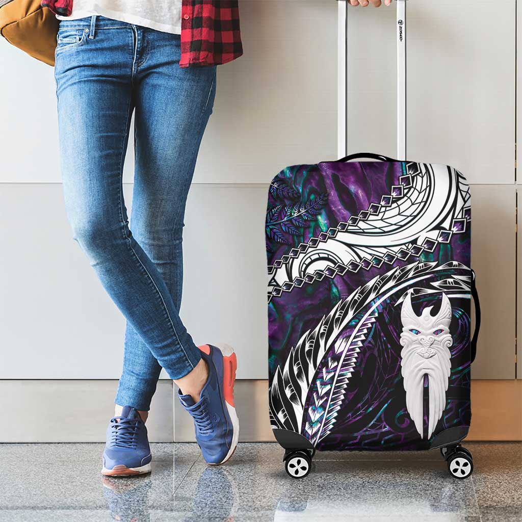 New Zealand Aotearoa Luggage Cover Maori Hei Rehua Paua Shell Glitter Purple LT05 - Polynesian Pride