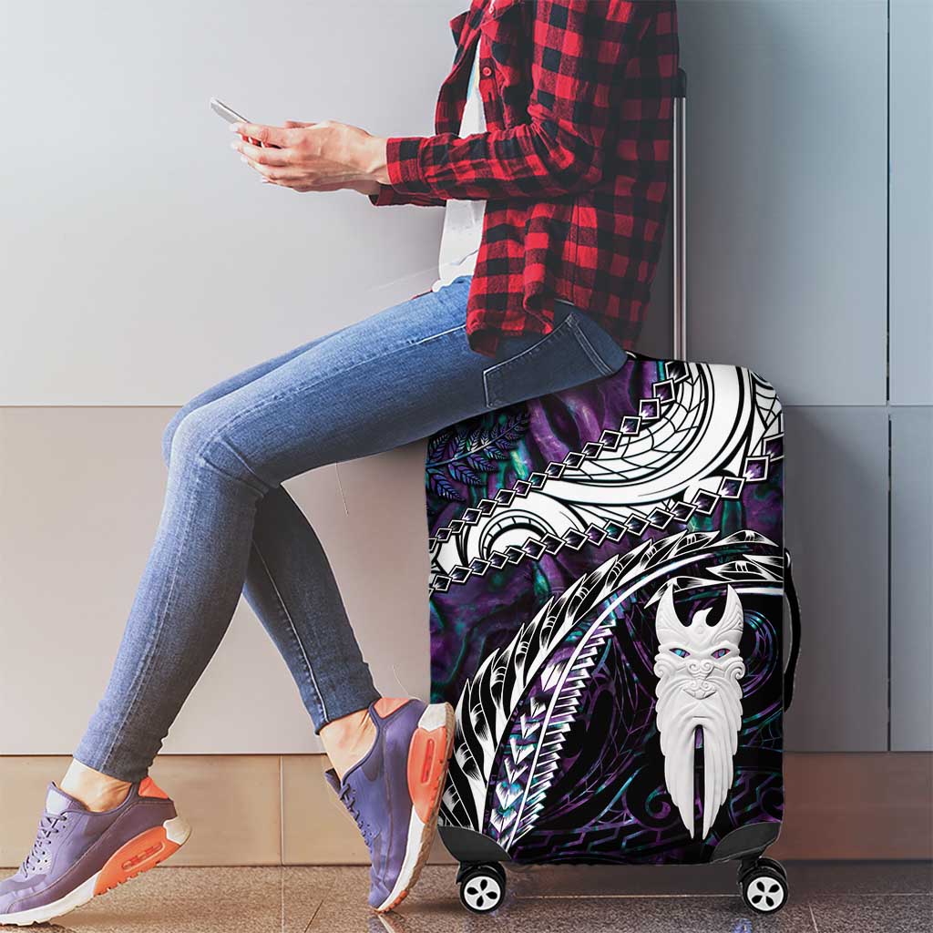 New Zealand Aotearoa Luggage Cover Maori Hei Rehua Paua Shell Glitter Purple LT05 - Polynesian Pride