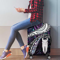 New Zealand Aotearoa Luggage Cover Maori Hei Rehua Paua Shell Glitter Purple LT05 - Polynesian Pride
