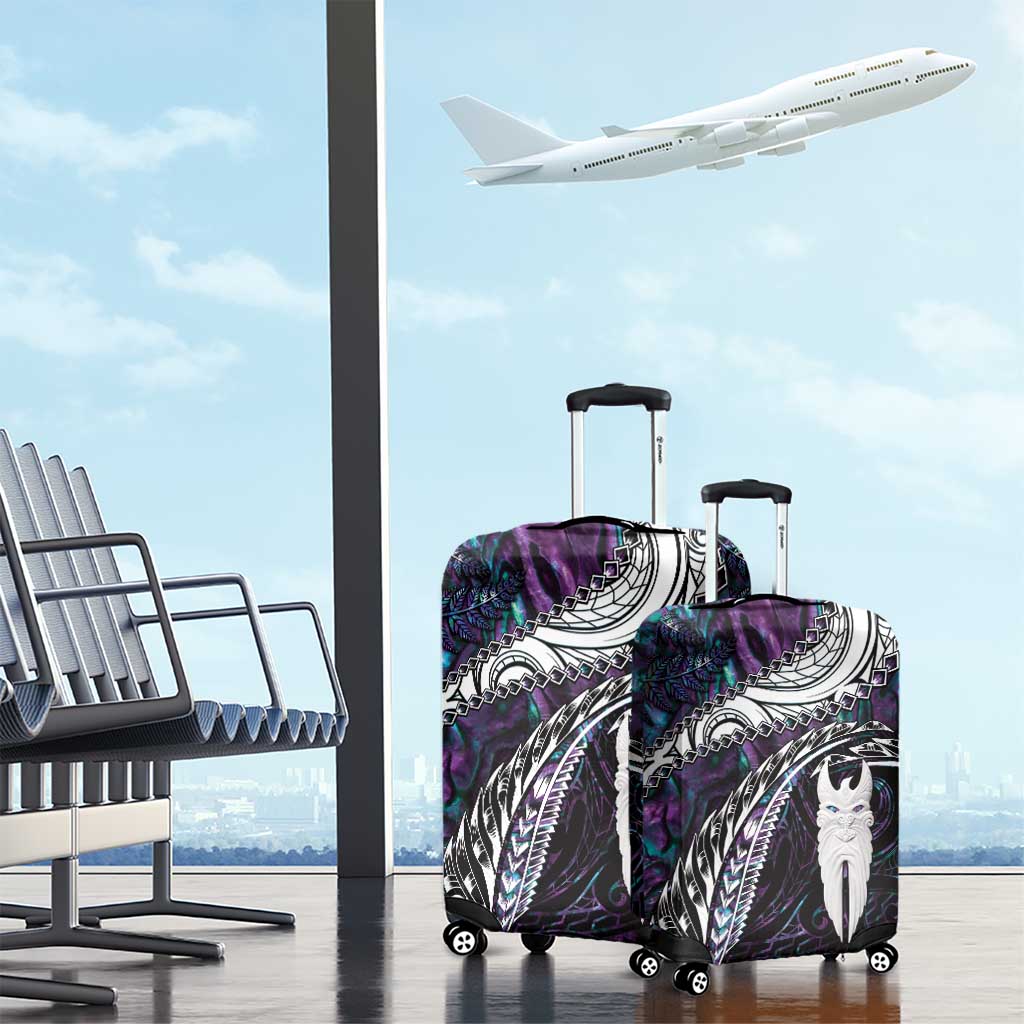 New Zealand Aotearoa Luggage Cover Maori Hei Rehua Paua Shell Glitter Purple LT05 - Polynesian Pride