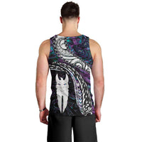 New Zealand Aotearoa Men Tank Top Maori Hei Rehua Paua Shell Glitter Purple