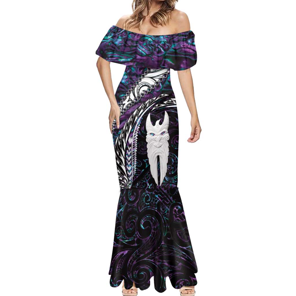 New Zealand Aotearoa Mermaid Dress Maori Hei Rehua Paua Shell Glitter Purple LT05 - Polynesian Pride